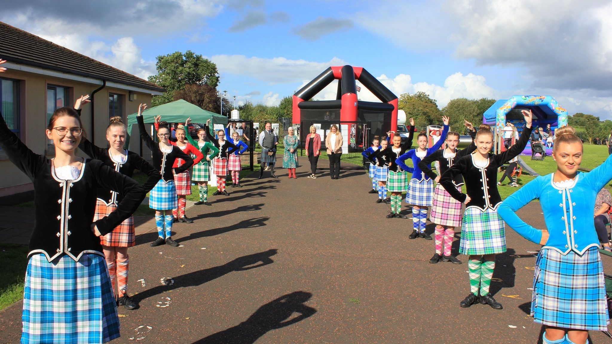 Dancers forming a guard of honour for the arrival of the Lord lieutenant of Co Tyrone